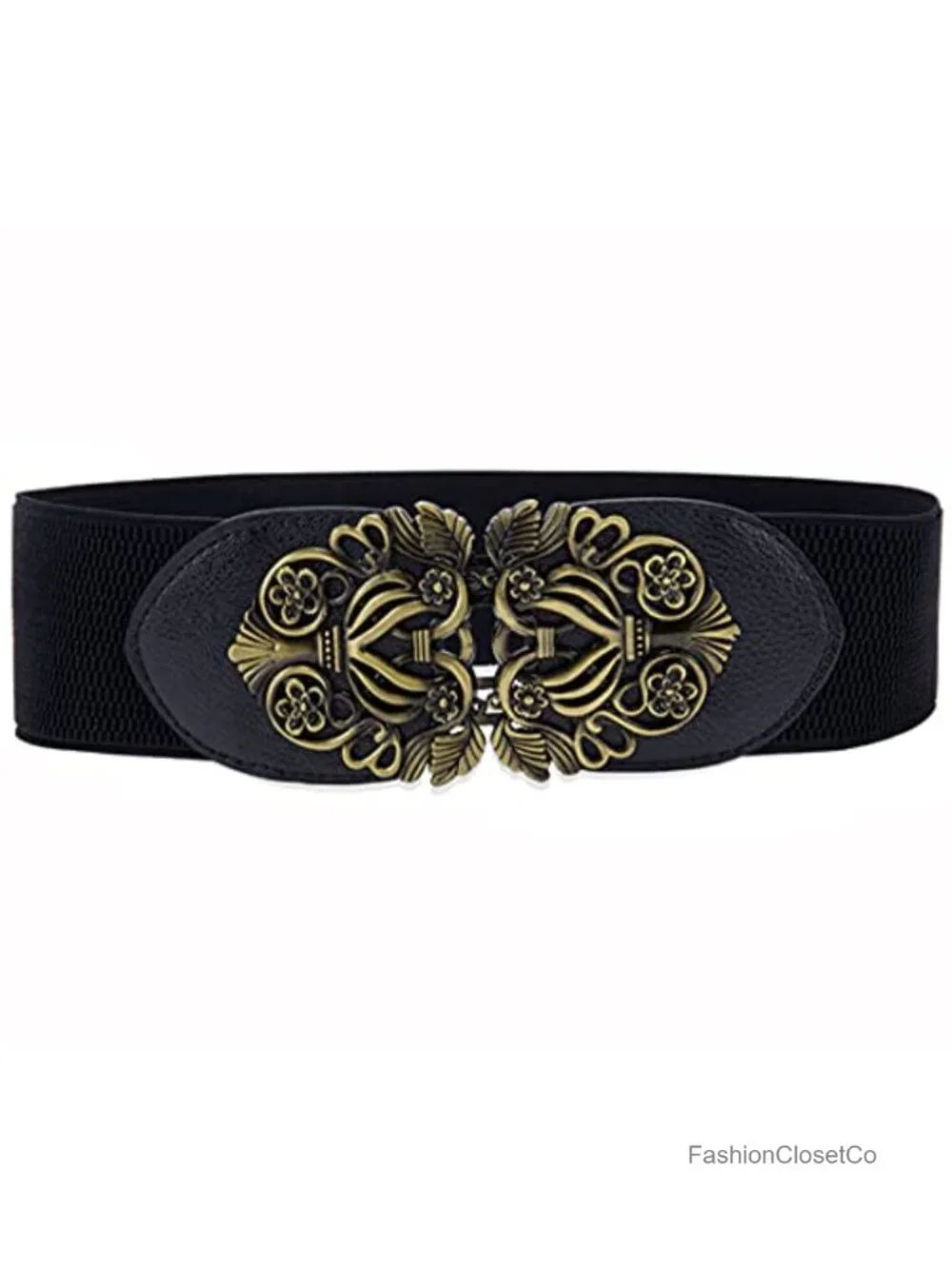 3 Pack Women's Vintage Wide Elastic Stretch Waist Belt with Metal Buckle